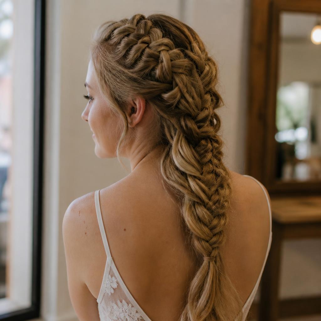 Intricate protective braids styled down the back