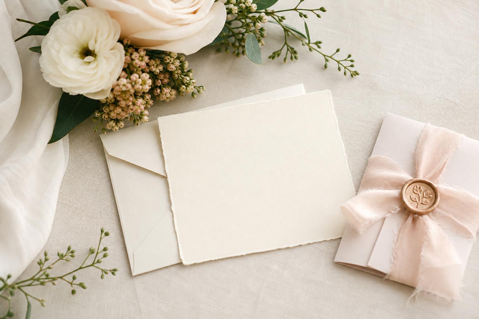 Handwritten thank-you note and gift envelope styled with soft florals